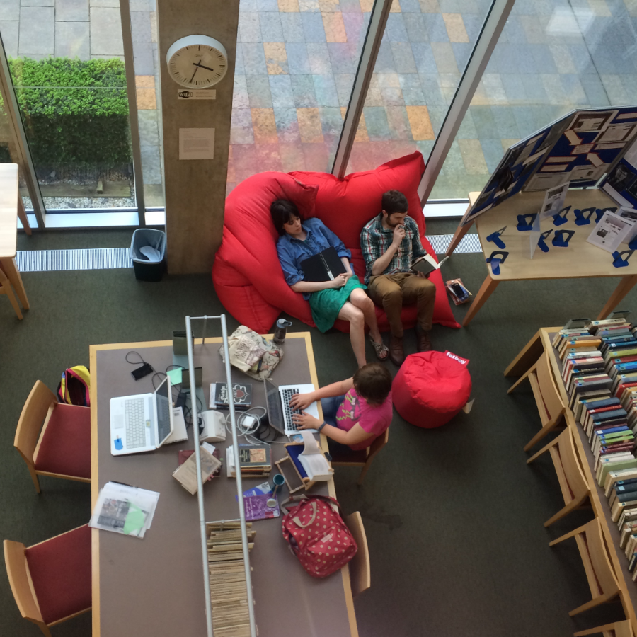 overhead view of a study space